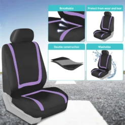 Unique Flat Cloth Seat Covers - Full Set Purple(Unique Flat Cloth Seat Covers Full Set Purple) -FH Group FB032114PURPLE 6