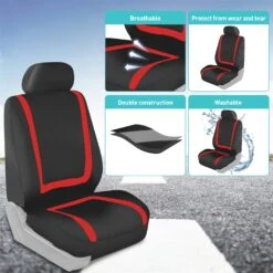 Unique Flat Cloth Seat Covers - Front Set Red(Unique Flat Cloth Seat Covers Front Set Red) -FH Group FB032114RED 6 7bdb75e6 66b4 4172 95ee 608f5fbdd6be