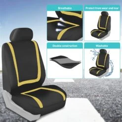 Unique Flat Cloth Seat Covers - Front Set Yellow(Unique Flat Cloth Seat Covers Front Set Yellow) -FH Group FB032114YELLOW 6 2b6cce1d 70db 469e 85e0 f9c035da207a