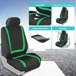 Unique Flat Cloth Seat Covers - Front Set Green(Unique Flat Cloth Seat Covers Front Set Green) -FH Group FB032114green 6 scaled