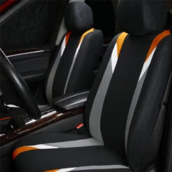 Premium Modernistic Seat Covers - Full Set Orange(Premium Modernistic Seat Covers Full Set Orange) -FH Group FB033orange front