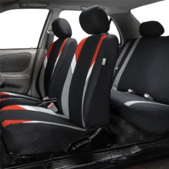 Premium Modernistic Seat Covers - Full Set Red(Premium Modernistic Seat Covers Full Set Red) -FH Group FB033red full