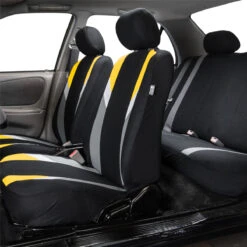 Premium Modernistic Seat Covers - Full Set Yellow(Premium Modernistic Seat Covers Full Set Yellow) -FH Group FB033yellow full