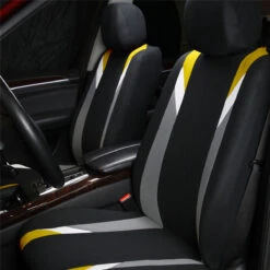 Premium Modernistic Seat Covers - Full Set Yellow(Premium Modernistic Seat Covers Full Set Yellow) -FH Group FB033yellow front