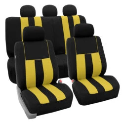 Striking Striped Seat Covers - Full Set Yellow(Striking Striped Seat Covers Full Set Yellow)