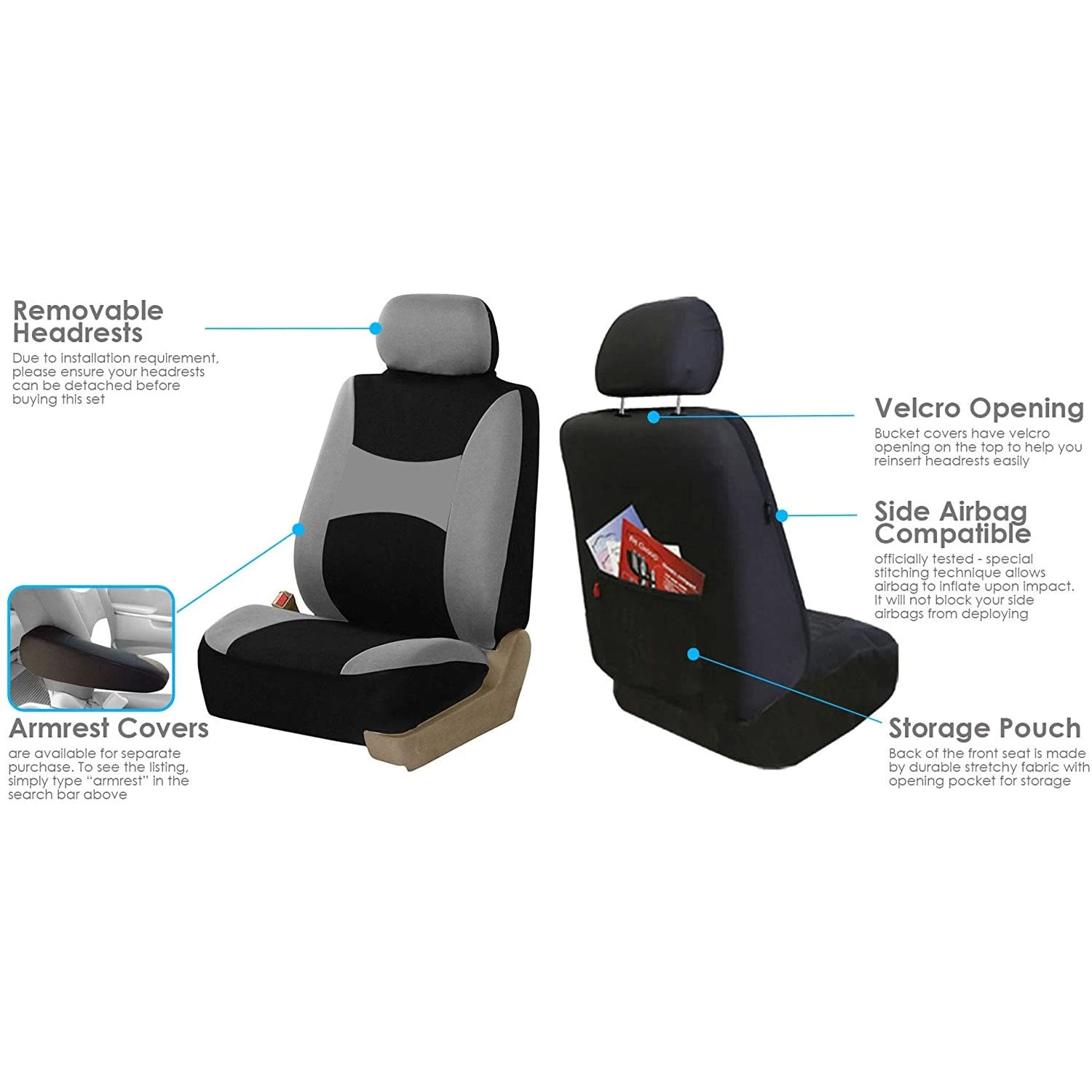 Light & Breezy Full Coverage Car Seat Covers - Full Set Gray(Light Amp Breezy Full Coverage Car Seat Covers Full Set Gray) 6 Light & Breezy Full Coverage Car Seat Covers - Full Set Gray(Light Amp Breezy Full Coverage Car Seat Covers Full Set Gray) - Image 6