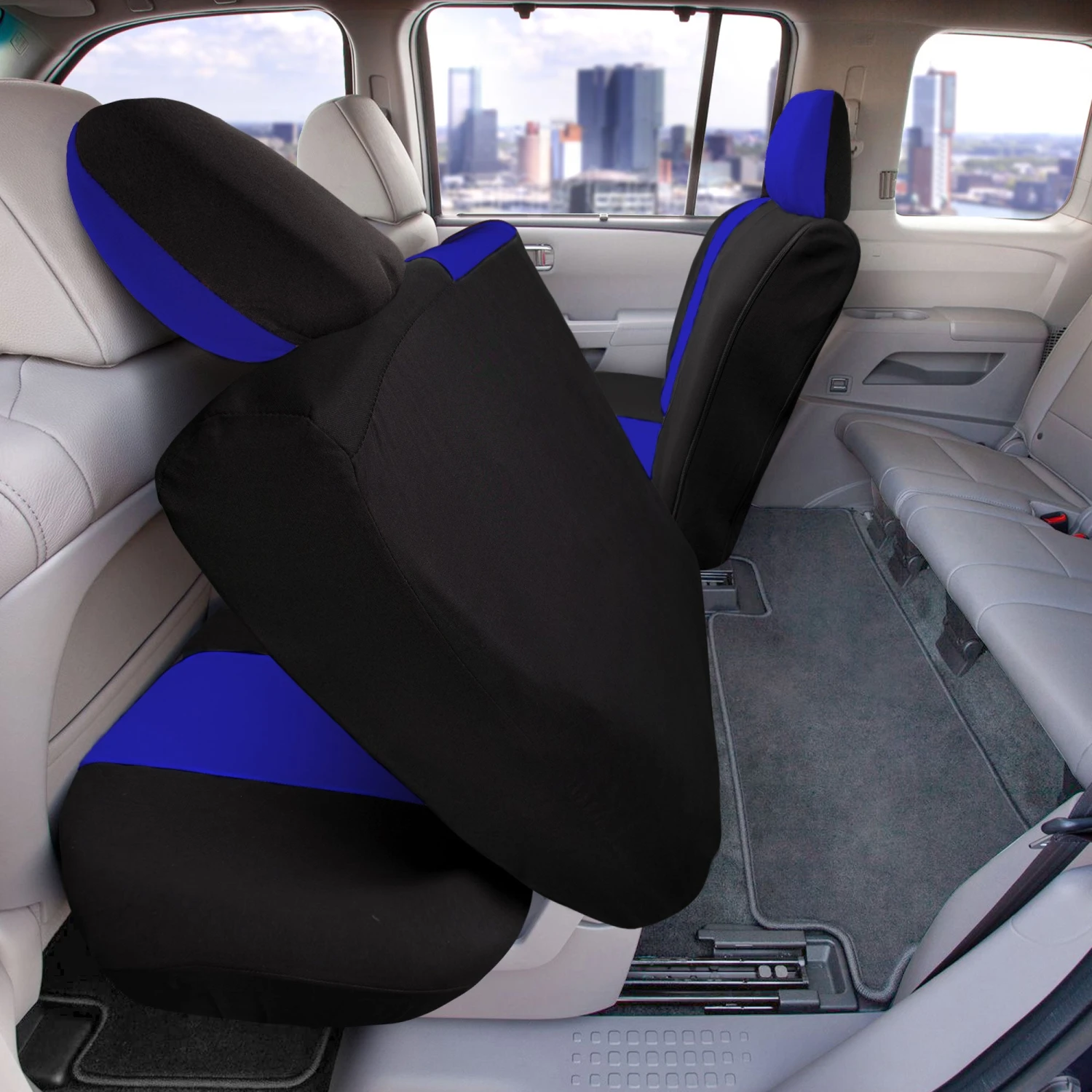 Full Coverage Flat Cloth Seat Covers - Rear Blue(Full Coverage Flat Cloth Seat Covers Rear Blue) 4 Full Coverage Flat Cloth Seat Covers - Rear Blue(Full Coverage Flat Cloth Seat Covers Rear Blue) - Image 4