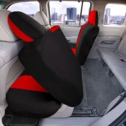Full Coverage Flat Cloth Seat Covers - Rear Red(Full Coverage Flat Cloth Seat Covers Rear Red) 20 Full Coverage Flat Cloth Seat Covers - Rear Red(Full Coverage Flat Cloth Seat Covers Rear Red) -FH Group FB039red itr1
