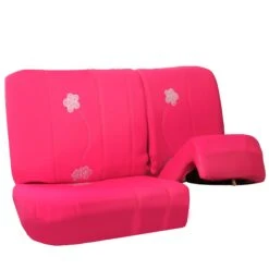 Flower Embroidery Bench Seat Covers - Rear Set - Pink(Flower Embroidery Bench Seat Covers Rear Set Pink) -FH Group FB053pink010split2