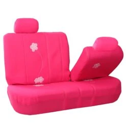 Flower Embroidery Bench Seat Covers - Rear Set - Pink(Flower Embroidery Bench Seat Covers Rear Set Pink) -FH Group FB053pink012split1