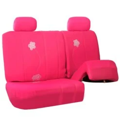 Flower Embroidery Bench Seat Covers - Rear Set - Pink(Flower Embroidery Bench Seat Covers Rear Set Pink) -FH Group FB053pink012split2