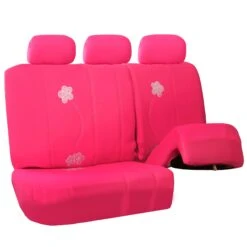 Flower Embroidery Bench Seat Covers - Rear Set - Pink(Flower Embroidery Bench Seat Covers Rear Set Pink) -FH Group FB053pink013split2