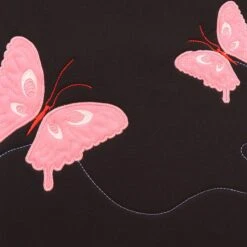 Butterfly Seat Covers - Rear Set Black(Butterfly Embroidery Bench Seat Covers Black) -FH Group FB055 detail