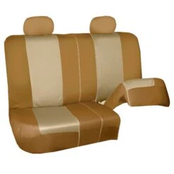 Supreme Twill Seat Covers - Rear Set Beige / Tan(Supreme Twill Seat Covers Rear Set Beige Tan) -FH Group FB101beige012split1