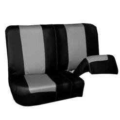 Supreme Twill Seat Covers - Rear Set Gray / Black(Supreme Twill Seat Covers Rear Set Gray Black) -FH Group FB101black010 split1