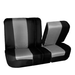 Supreme Twill Seat Covers - Rear Set Gray / Black(Supreme Twill Seat Covers Rear Set Gray Black) -FH Group FB101black010 split2