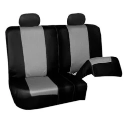 Supreme Twill Seat Covers - Rear Set Gray / Black(Supreme Twill Seat Covers Rear Set Gray Black) -FH Group FB101black012 split1