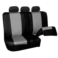 Supreme Twill Seat Covers - Rear Set Gray / Black(Supreme Twill Seat Covers Rear Set Gray Black) -FH Group FB101black013 split1