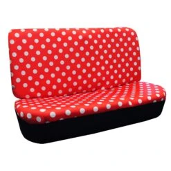 Polka Dots Bench Seat Covers - 2 Tone Polka Dots - Red(Polka Dot Flat Cloth Seat Covers Front Set Polka Dots) -FH Group FB115red010