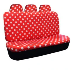 Polka Dots Bench Seat Covers - 2 Tone Polka Dots - Red(Polka Dot Flat Cloth Seat Covers Front Set Polka Dots) -FH Group FB115red013