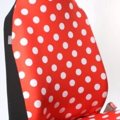 Polka Dot Flat Cloth Seat Covers - Front Set 2 Tone Polka Dots Solid Red(Polka Dot Flat Cloth Seat Covers Front Set 2 Tone Polka Dots Solid Red) -FH Group FB115red detailnew