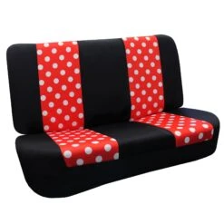 Polka Dots Bench Seat Covers - 2 Tone Polka Dots - Red/Black(Copy Of Stylish Polka Dots Front Seat Covers Red Black) -FH Group FB115redblack010