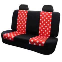 Polka Dots Bench Seat Covers - 2 Tone Polka Dots - Red/Black(Copy Of Stylish Polka Dots Front Seat Covers Red Black)