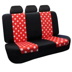 Polka Dots Bench Seat Covers - 2 Tone Polka Dots - Red/Black(Copy Of Stylish Polka Dots Front Seat Covers Red Black) -FH Group FB115redblack013