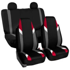 Supreme Modernistic Car Seat Covers - Full Set Red(Supreme Modernistic Car Seat Covers Full Set Red)
