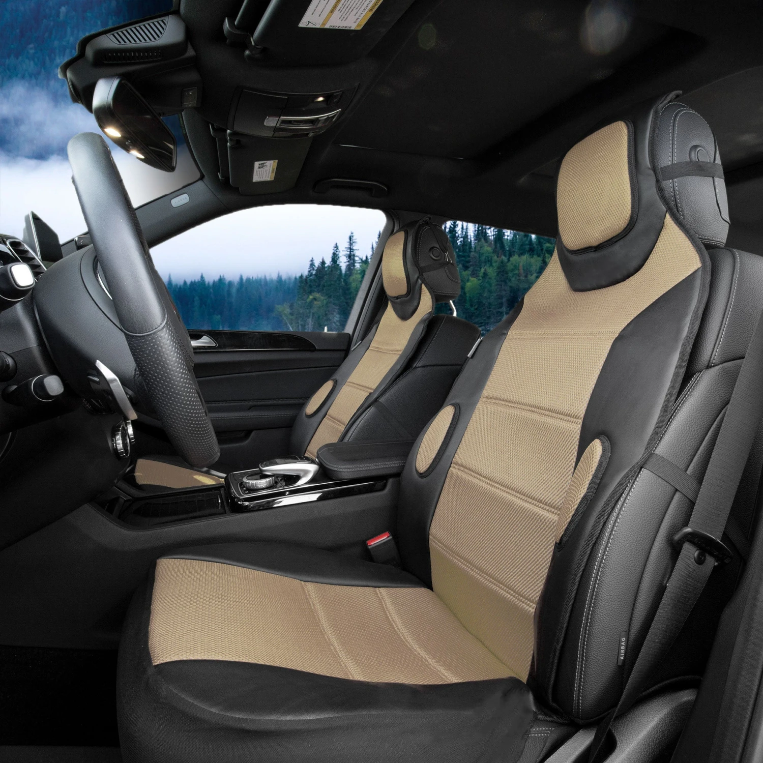 Leatherette Cushion Pads With 3D Air Mesh - Front - Beige(Leatherette Cushion Pads With 3d Air Mesh Front Beige) 3 Leatherette Cushion Pads With 3D Air Mesh - Front - Beige(Leatherette Cushion Pads With 3d Air Mesh Front Beige) - Image 3