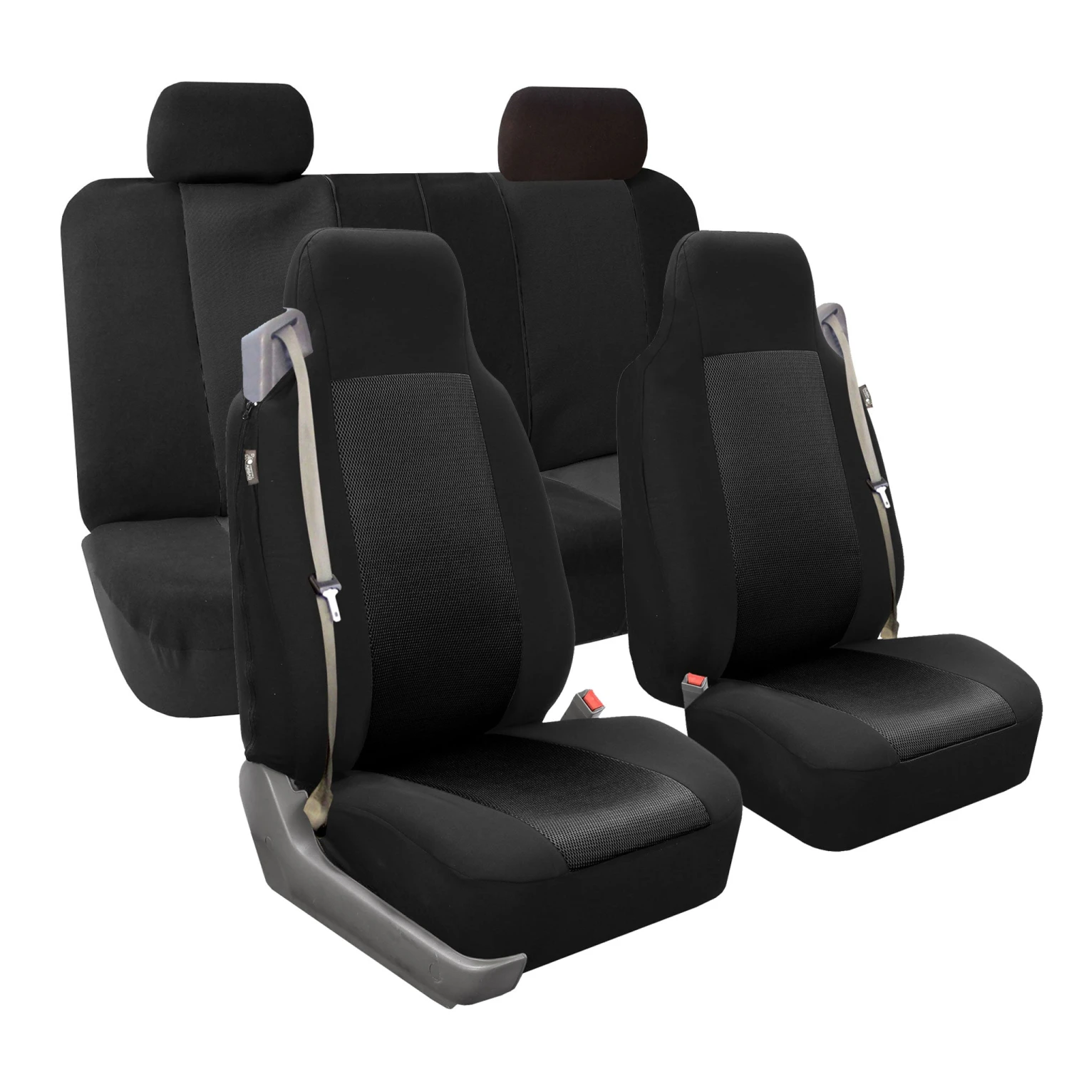 Flat Cloth All-Purpose Built-In Seatbelt Classic Cloth Seat Covers - Full Set Black(Flat Cloth All Purpose Built In Seatbelt Classic Cloth Seat Covers Full Set Black) 1 Flat Cloth All-Purpose Built-In Seatbelt Classic Cloth Seat Covers - Full Set Black(Flat Cloth All Purpose Built In Seatbelt Classic Cloth Seat Covers Full Set Black)