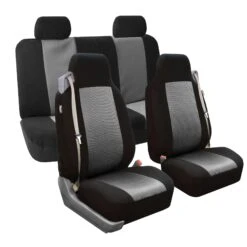 Flat Cloth All-Purpose Built-In Seatbelt Classic Cloth Seat Covers - Full Set Gray(Flat Cloth All Purpose Built In Seatbelt Classic Cloth Seat Covers Full Set Gray)