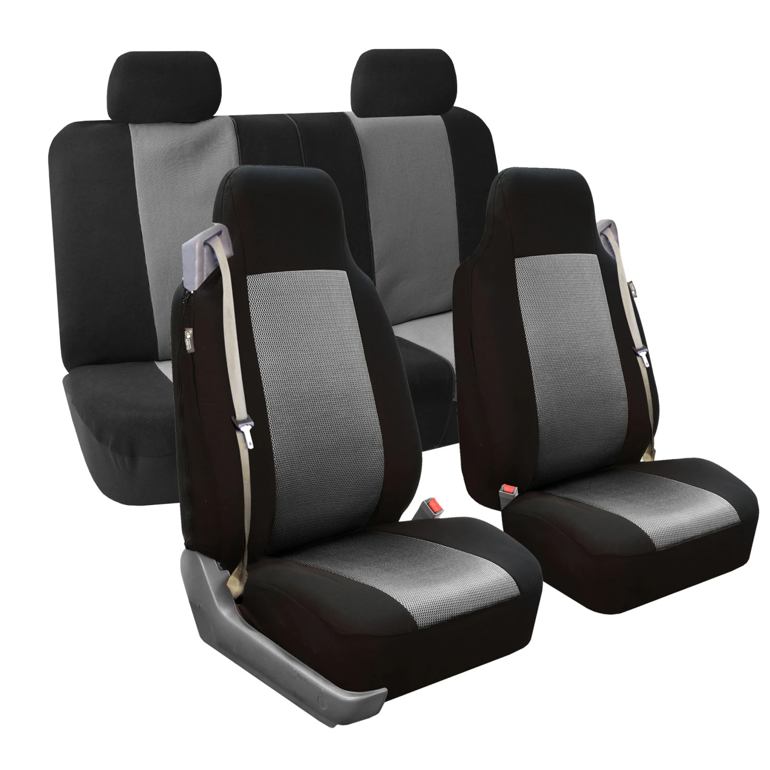 Flat Cloth All-Purpose Built-In Seatbelt Classic Cloth Seat Covers - Full Set Gray(Flat Cloth All Purpose Built In Seatbelt Classic Cloth Seat Covers Full Set Gray) 1 Flat Cloth All-Purpose Built-In Seatbelt Classic Cloth Seat Covers - Full Set Gray(Flat Cloth All Purpose Built In Seatbelt Classic Cloth Seat Covers Full Set Gray)