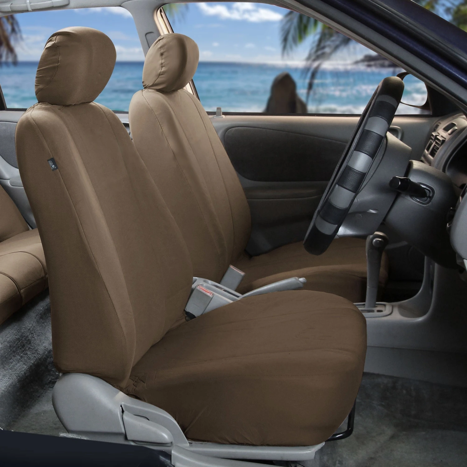 Supreme Cloth Seat Covers - Front Set Taupe(Supreme Cloth Seat Covers Front Set Taupe) 2 Supreme Cloth Seat Covers - Front Set Taupe(Supreme Cloth Seat Covers Front Set Taupe) - Image 2