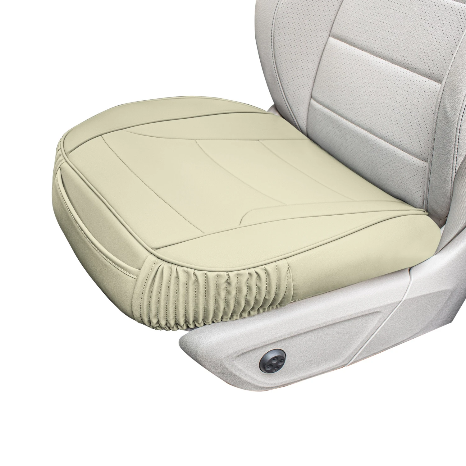 Faux Leather Seat Cushion Pad - 2 Piece Front Set Solid Beige(Faux Leather Seat Cushion Pad 2 Piece Front Set Solid Beige) 3 Faux Leather Seat Cushion Pad - 2 Piece Front Set Solid Beige(Faux Leather Seat Cushion Pad 2 Piece Front Set Solid Beige) - Image 3