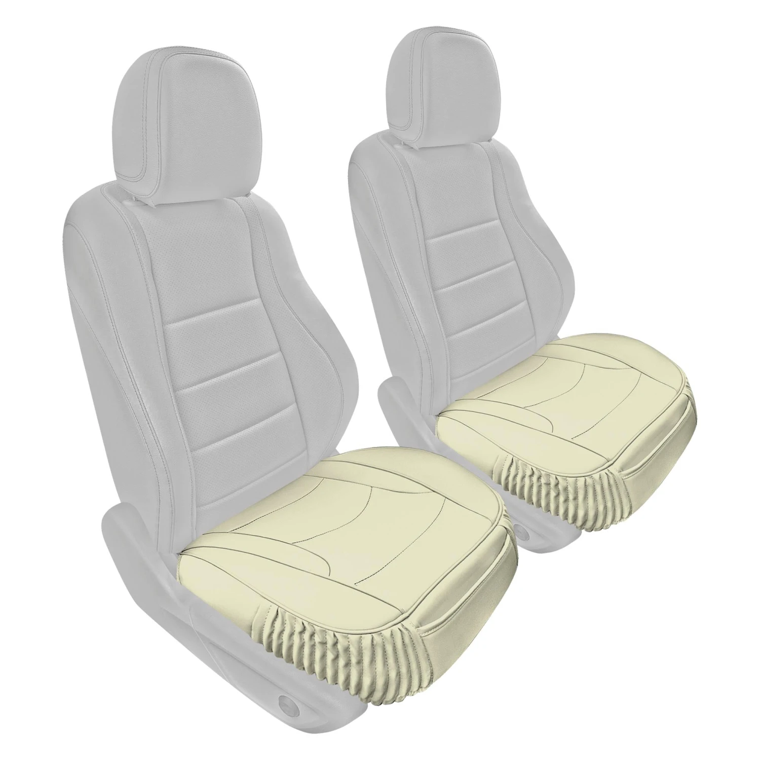 Faux Leather Seat Cushion Pad - 2 Piece Front Set Solid Beige(Faux Leather Seat Cushion Pad 2 Piece Front Set Solid Beige) 1 Faux Leather Seat Cushion Pad - 2 Piece Front Set Solid Beige(Faux Leather Seat Cushion Pad 2 Piece Front Set Solid Beige)