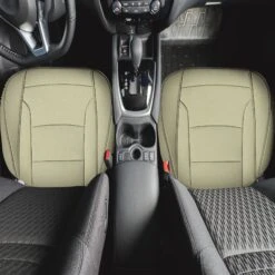 Faux Leather Seat Cushion Pad - 2 Piece Front Set Solid Beige(Faux Leather Seat Cushion Pad 2 Piece Front Set Solid Beige) 17 Faux Leather Seat Cushion Pad - 2 Piece Front Set Solid Beige(Faux Leather Seat Cushion Pad 2 Piece Front Set Solid Beige) -FH Group FH1205 beige 8