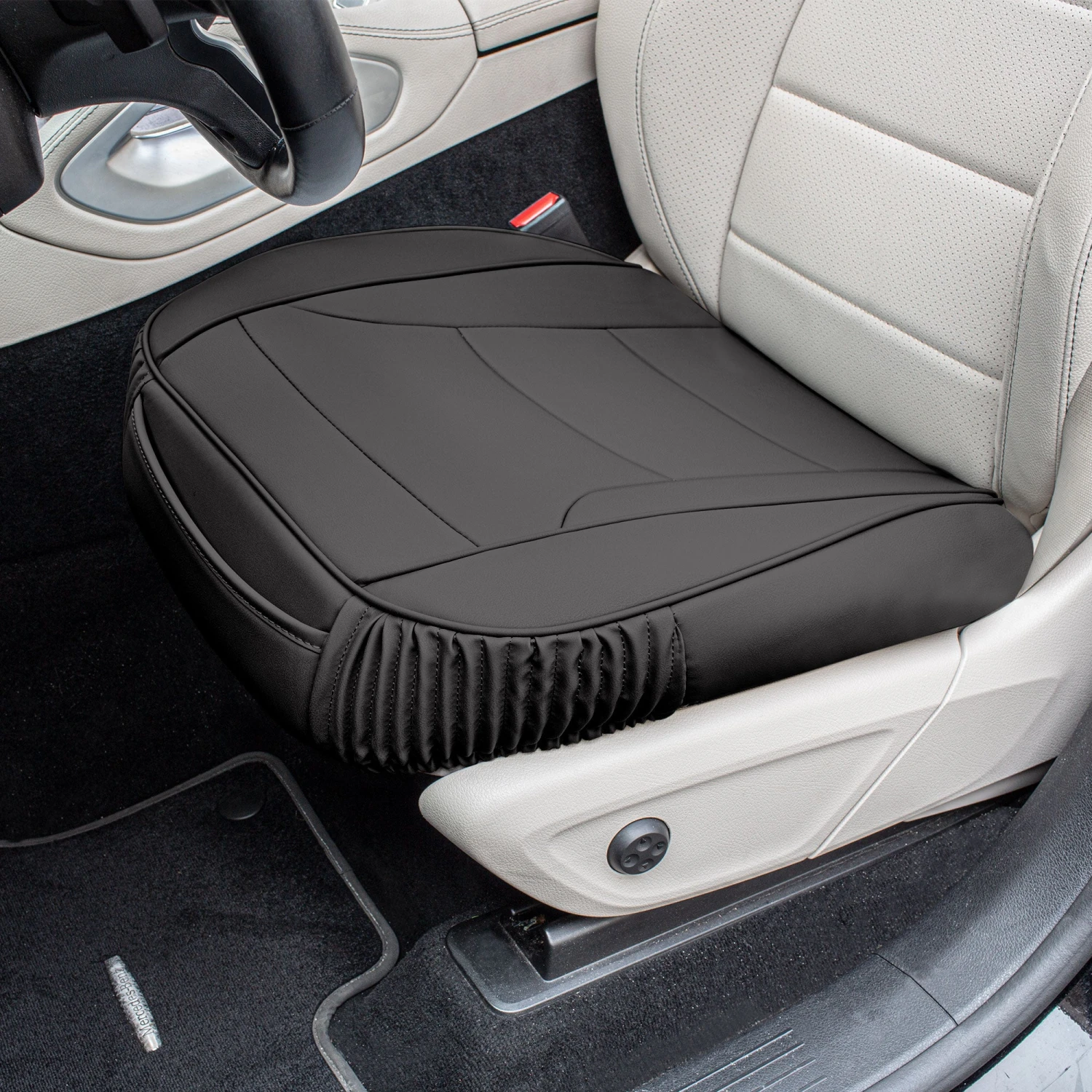 Faux Leather Seat Cushion Pad - 2 Piece Front Set Black(Faux Leather Seat Cushion Pad 2 Piece Front Set Black) 4 Faux Leather Seat Cushion Pad - 2 Piece Front Set Black(Faux Leather Seat Cushion Pad 2 Piece Front Set Black) - Image 4