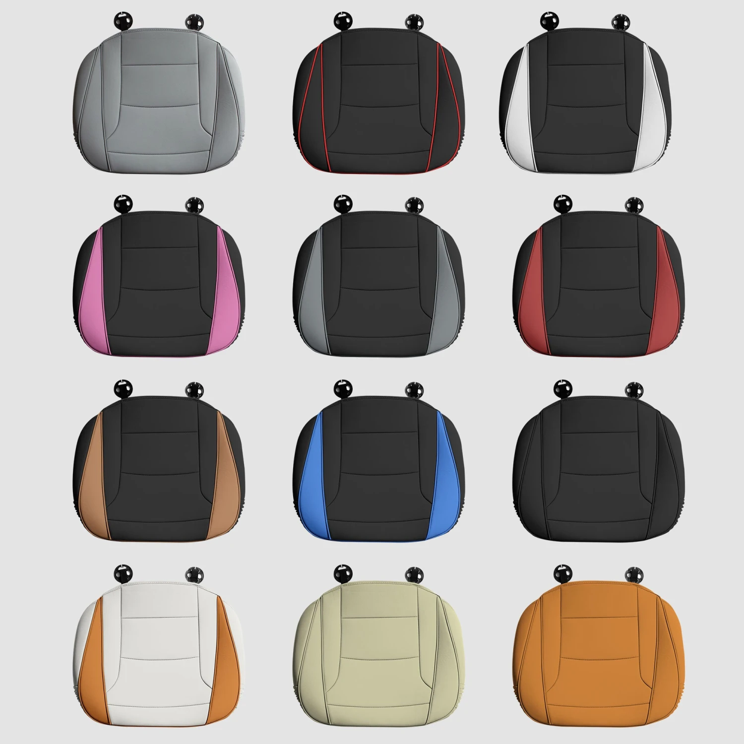 Faux Leather Seat Cushion Pad - 2 Piece Front Set Black(Faux Leather Seat Cushion Pad 2 Piece Front Set Black) 8 Faux Leather Seat Cushion Pad - 2 Piece Front Set Black(Faux Leather Seat Cushion Pad 2 Piece Front Set Black) - Image 8