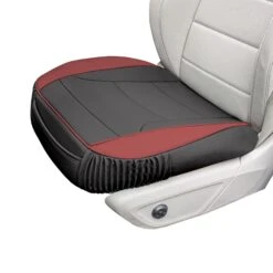Faux Leather Seat Cushion Pad - 2 Piece Front Set Burgundy(Copy Of Faux Leather Seat Cushion Pad 2 Piece Front Set Burgandy) -FH Group FH1205 burgundy black 1