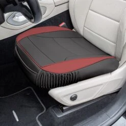 Faux Leather Seat Cushion Pad - 2 Piece Front Set Burgundy(Copy Of Faux Leather Seat Cushion Pad 2 Piece Front Set Burgandy) -FH Group FH1205 burgundy black 3