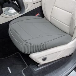 Faux Leather Seat Cushion Pad - 2 Piece Front Set Gray(Faux Leather Seat Cushion Pad 2 Piece Front Set Gray) -FH Group FH1205 gray 3