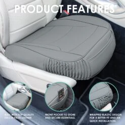 Faux Leather Seat Cushion Pad - 2 Piece Front Set Gray(Faux Leather Seat Cushion Pad 2 Piece Front Set Gray) -FH Group FH1205 gray 5