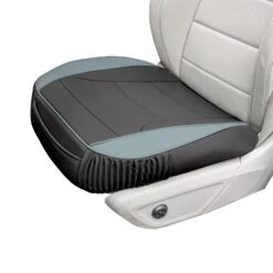 Faux Leather Seat Cushion Pad - 2 Piece Front Set Gray/Black(Copy Of Faux Leather Seat Cushion Pad 2 Piece Front Set Gray Black) -FH Group FH1205 gray black 1