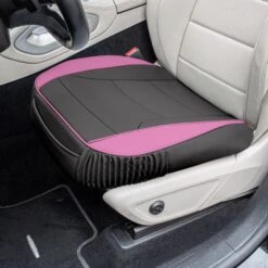 Faux Leather Seat Cushion Pad - 2 Piece Front Set Pink(Faux Leather Seat Cushion Pad 2 Piece Front Set Pink) -FH Group FH1205 pink black 3