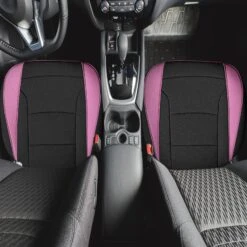 Faux Leather Seat Cushion Pad - 2 Piece Front Set Pink(Faux Leather Seat Cushion Pad 2 Piece Front Set Pink) -FH Group FH1205 pink black 8