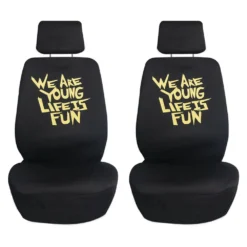 We Are Young Life Is Fun Seat Covers In Solid Black - Full Set Black(We Are Young Life Is Fun Seat Covers In Solid Black Full Set Black) -FH Group LF001114BLACK 102