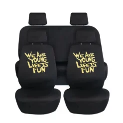 We Are Young Life Is Fun Seat Covers In Solid Black - Full Set Black(We Are Young Life Is Fun Seat Covers In Solid Black Full Set Black) -FH Group LF001114BLACK 114
