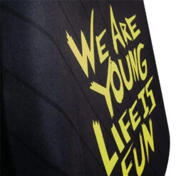 We Are Young Life Is Fun Seat Covers In Red Stripe - Full Set Black Red Trim(We Are Young Life Is Fun Seat Covers In Red Stripe Full Set Black Red Trim) -FH Group LF001114RED CLOSE