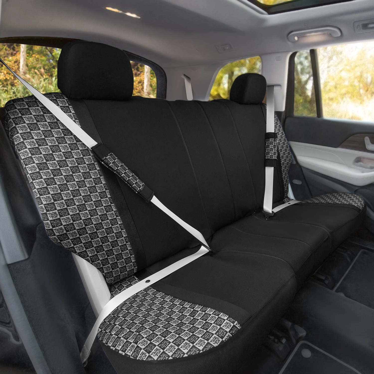 We Are Young Life Is Fun Checker Printed Seat Covers, Floor Mats, And Steering Wheel Cover - Black Combo Full Set(We Are Young Life Is Fun Checker Printed Seat Covers Floor Mats And Steering Wheel Cover Black Combo Full Set) 4 We Are Young Life Is Fun Checker Printed Seat Covers, Floor Mats, And Steering Wheel Cover - Black Combo Full Set(We Are Young Life Is Fun Checker Printed Seat Covers Floor Mats And Steering Wheel Cover Black Combo Full Set) - Image 4